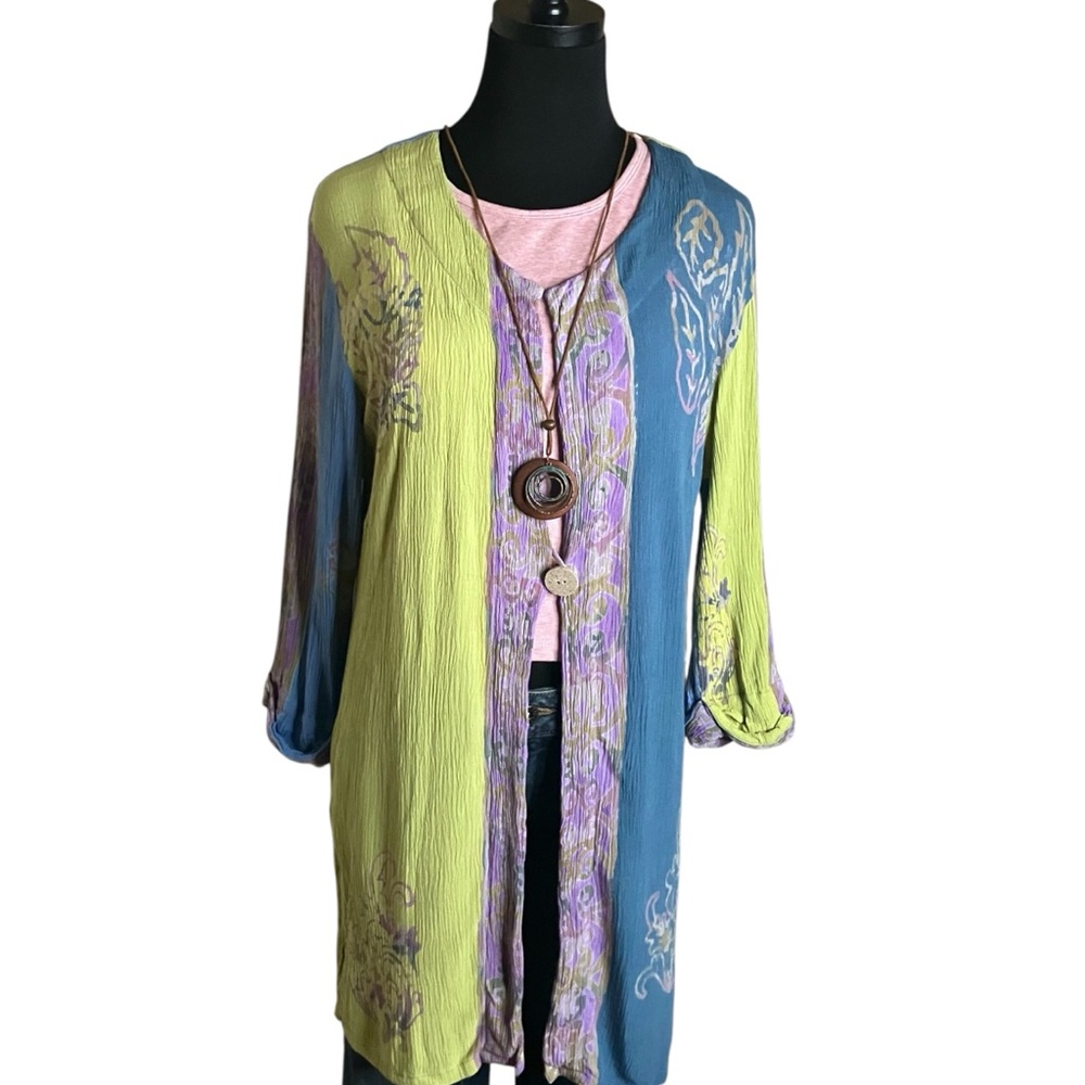 Soft Surroundings Batik Jacket Single Button Clos… - image 1